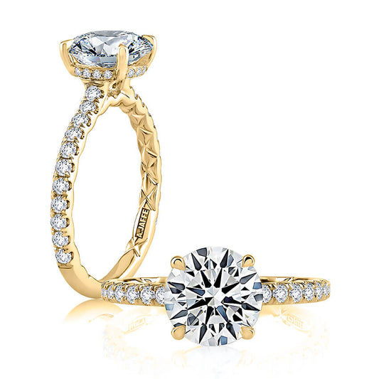 18K white gold ring with round diamonds.