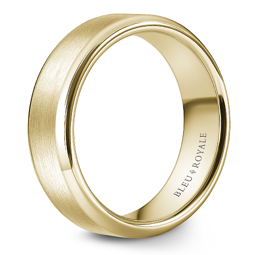 14K Yellow Gold Carved Band, Polished Satin Finish