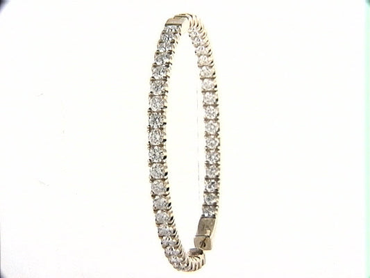 Large Hoop Natural Diamond Earrings in 14 Karat Yellow with 8.00ctw Round Diamonds