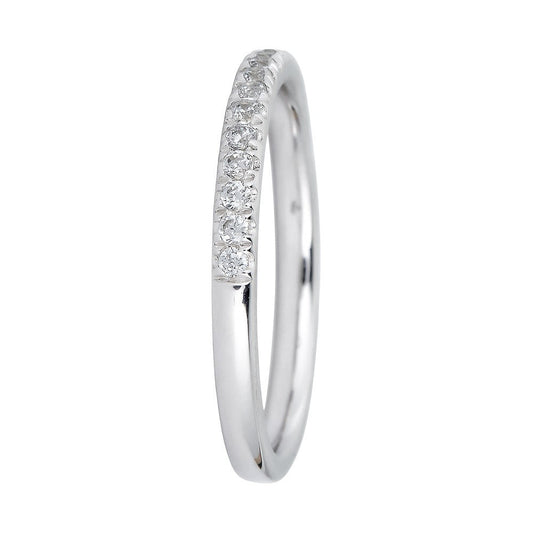 Diamond wedding band in white gold.