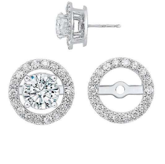 14K white gold diamond circle earrings.