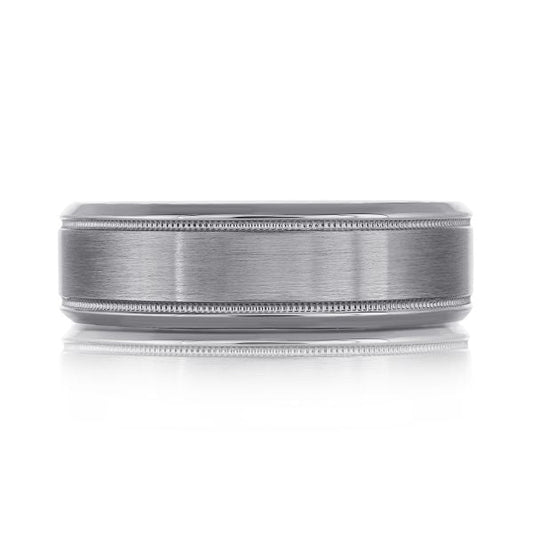 Tantalum grey carved band with polished finish.