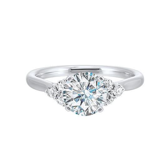 14K white gold ring with round diamonds.
