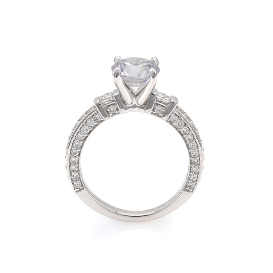 18K white gold ring with round diamonds.