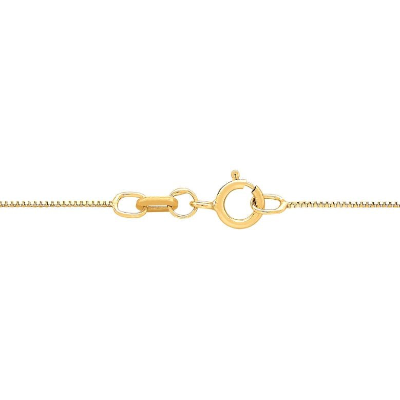 14K yellow gold box chain with clasp.