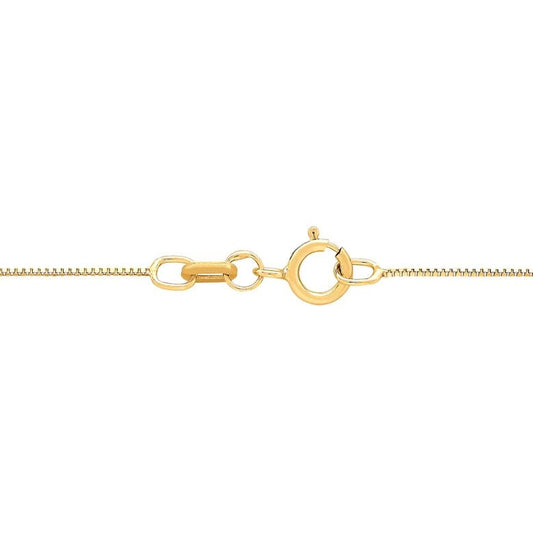 14K yellow gold box chain with clasp.