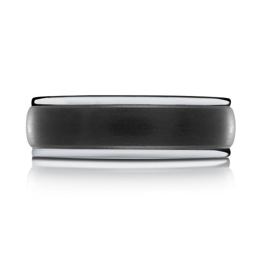 Carbon fiber white-black men's carved band.