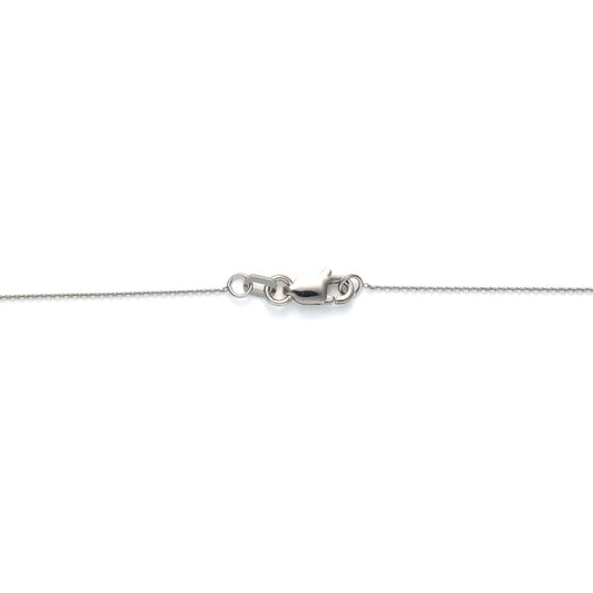 14K white gold necklace clasp detail.