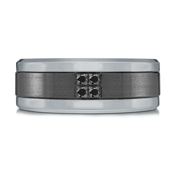 Tantalum band with four black diamonds.