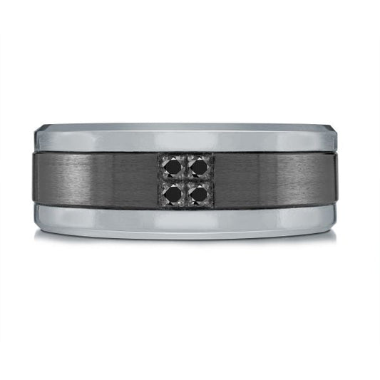 Tantalum band with four black diamonds.