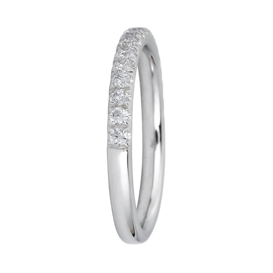 14K white gold diamond wedding band.