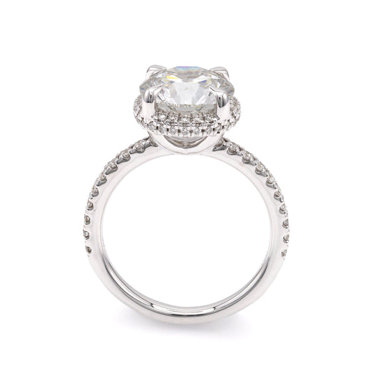 14K white gold ring with round diamonds.