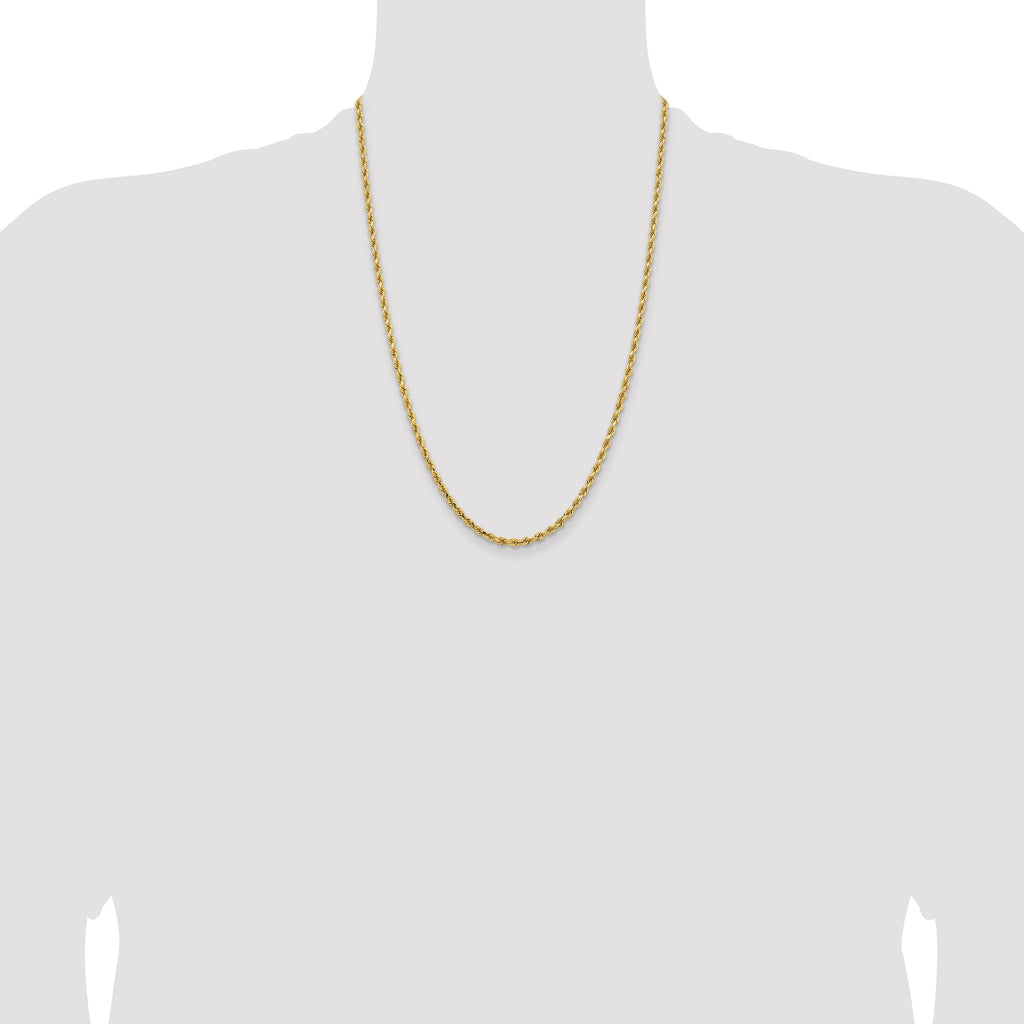 Diamond cut rope chain, 14K yellow gold.