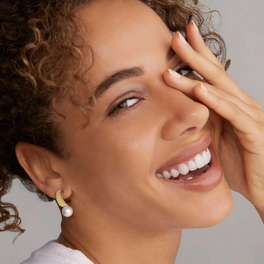 Luna Collection Half Hoops Color Gemstone Earrings