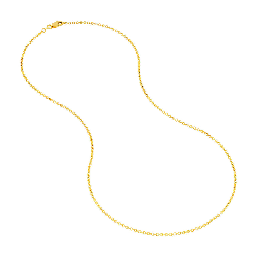 14K yellow gold cable link chain.
