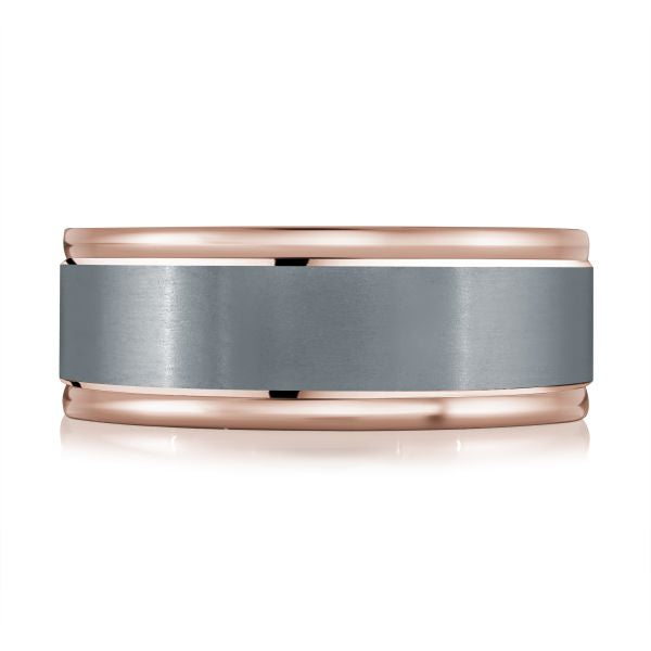 Tantalum grey rose carved men's band.