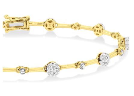 14K gold bracelet with round diamonds.