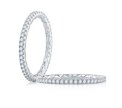 Yellow gold diamond eternity wedding band.