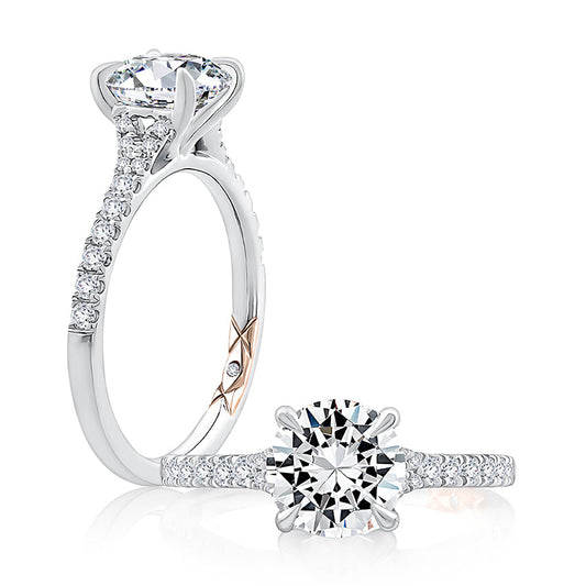 14K white gold ring with side diamonds.