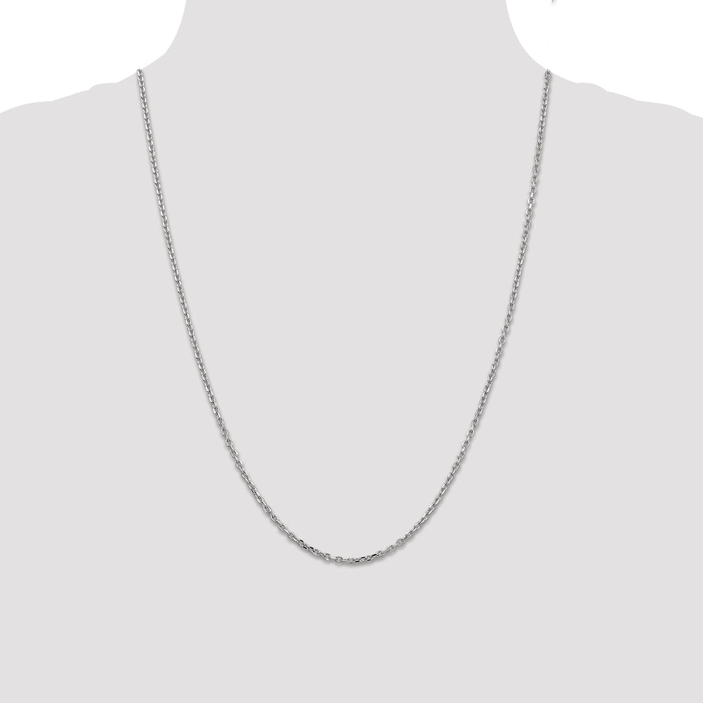 Diamond cut cable chain, 14K white gold.