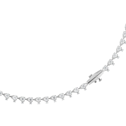 14K white gold diamond tennis necklace.
