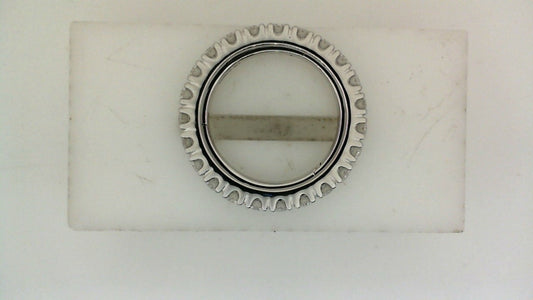 White gold ring with round diamond settings.