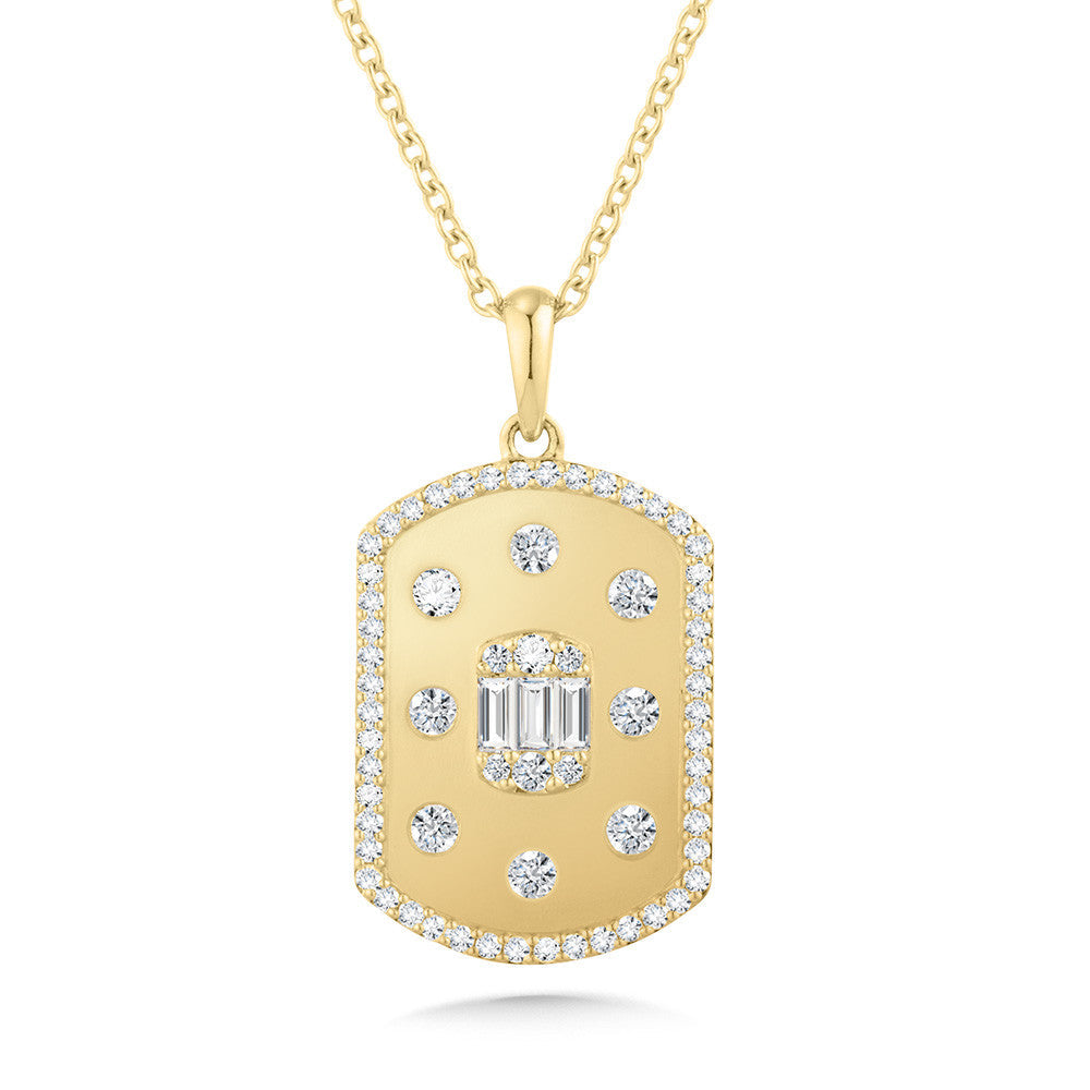 Yellow gold pendant with natural diamonds.