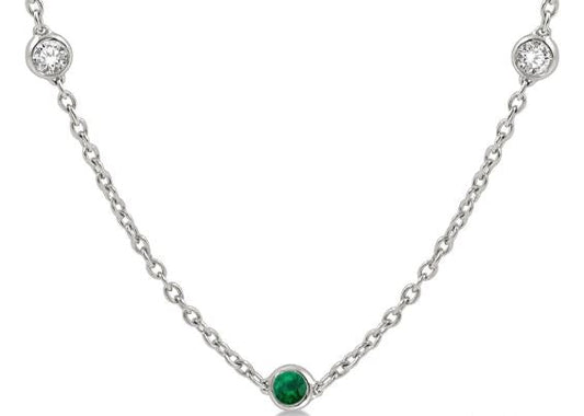 White gold necklace with sapphires and diamonds.