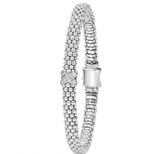 LAGOS Caviar Lux Collection Natural Diamond Bracelet in Sterling Silver with 0.07ctw Round Diamonds