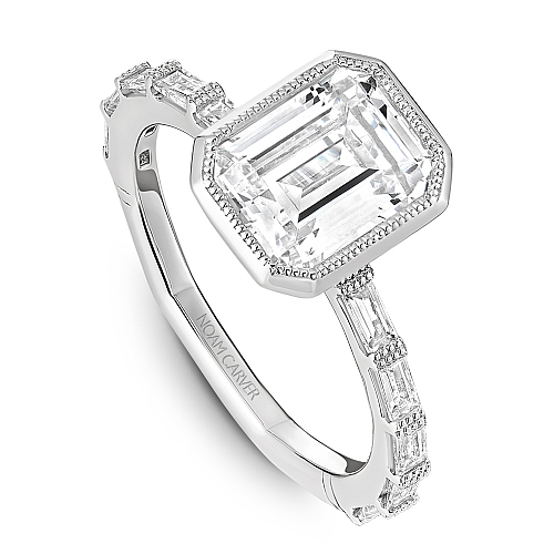 14K white gold ring with baguette diamonds.