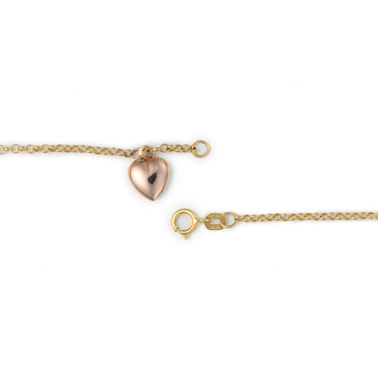 14K gold bracelet with rose gold heart charm.