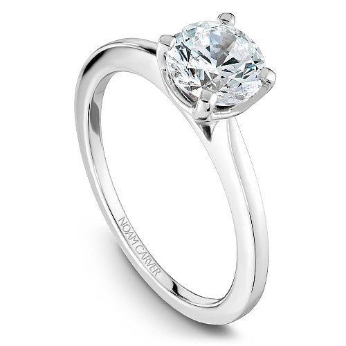 14K white gold diamond semi-mount ring.