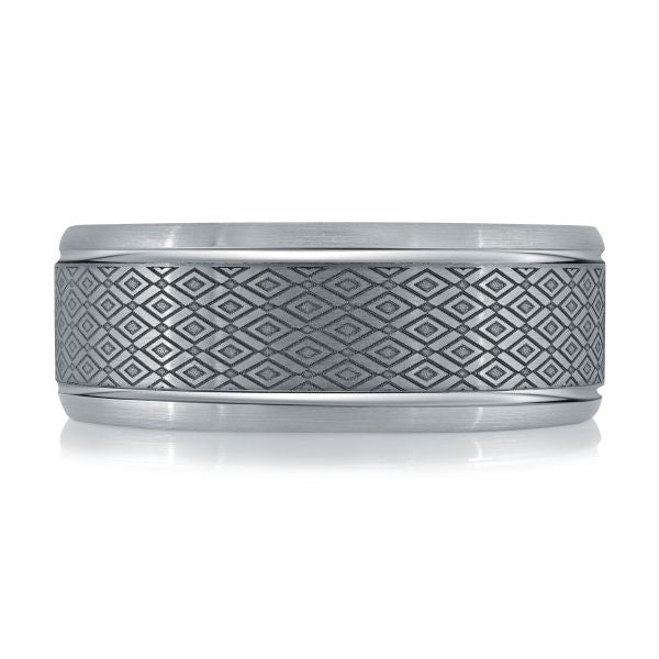 Tantalum band with diamond-patterned texture.