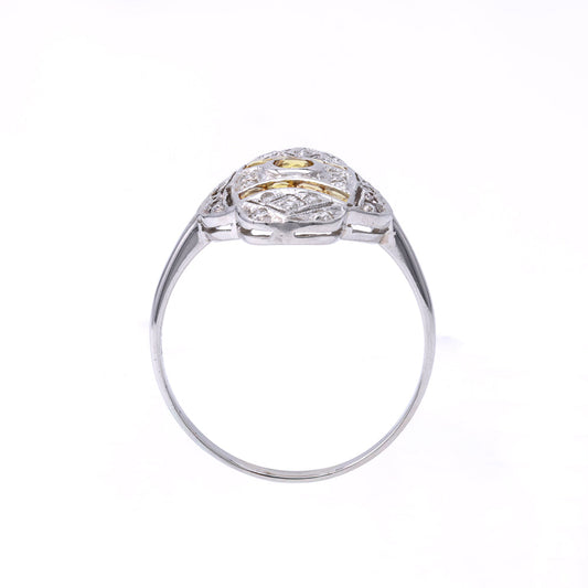 ReMARKable Estate Yellow Sapphire Color Gemstone Ring in 14 Karat White Gold with 9 Various Shapes 0.60ctw 2mm-2mm