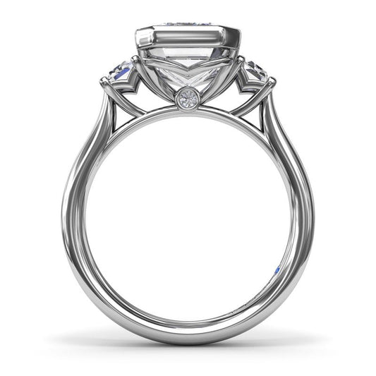 14K white gold diamond semi-mount ring.