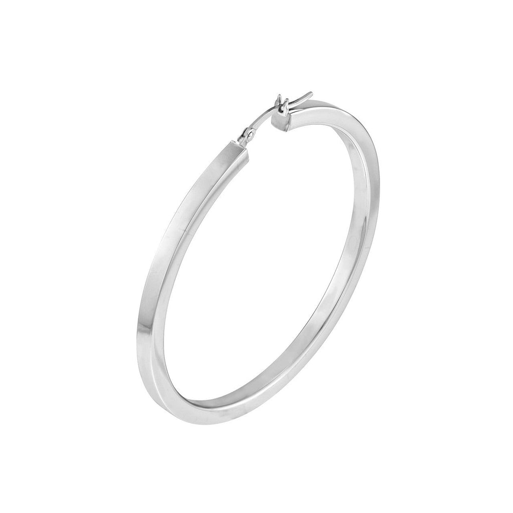 14K white gold large hoop earring.