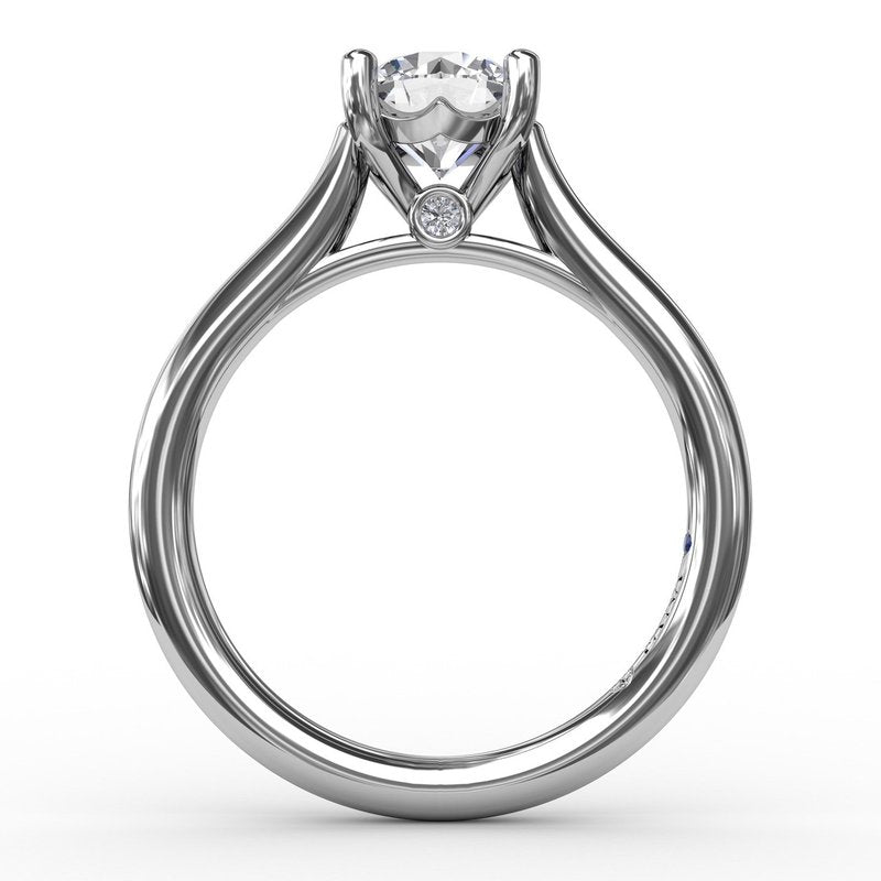 Floral diamond semi-mount ring, white gold.