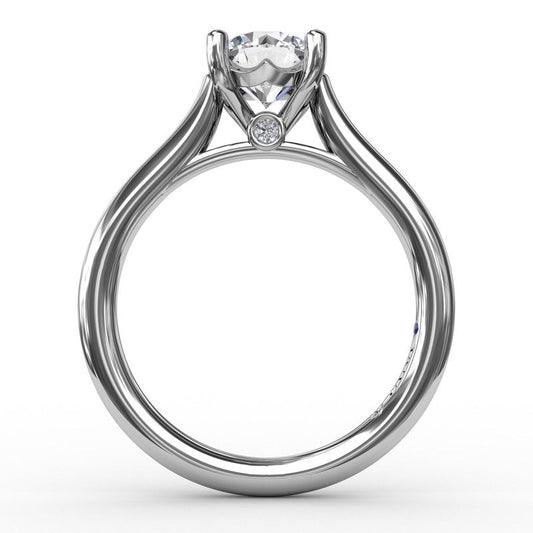 Floral diamond semi-mount ring, white gold.