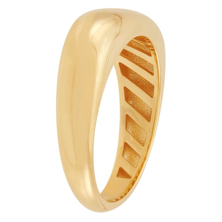 14K yellow gold carved band, polished finish.