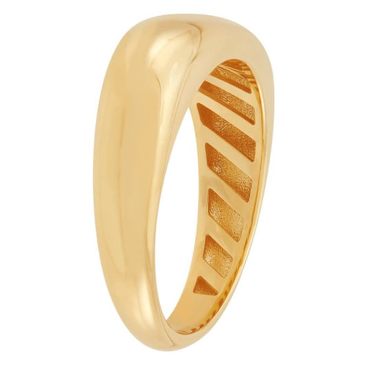 14K yellow gold carved band, polished finish.