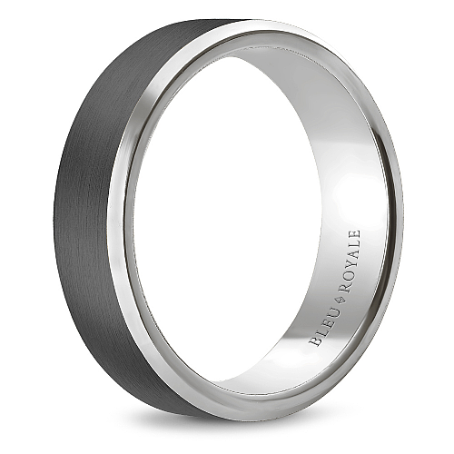 Tantalum band, white-grey, carved, 6MM width.