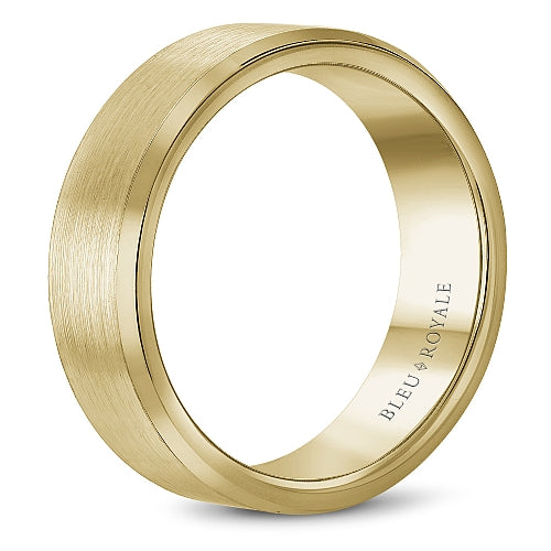 14K yellow gold carved band, polished satin finish.
