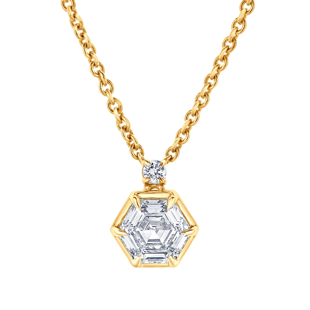 ReMARKable Designs Pendant Necklace in 14 Karat Yellow Gold with 1.00ctw of Round Lab-Grown Diamond