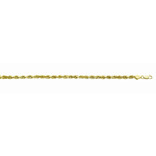Diamond-cut yellow gold rope chain.