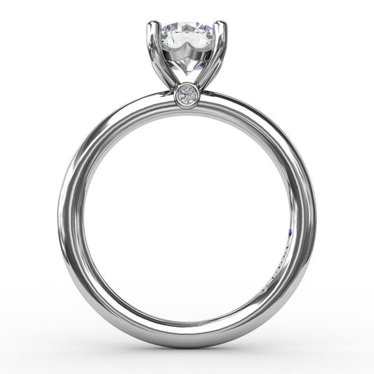 14K white gold ring with accent diamonds.