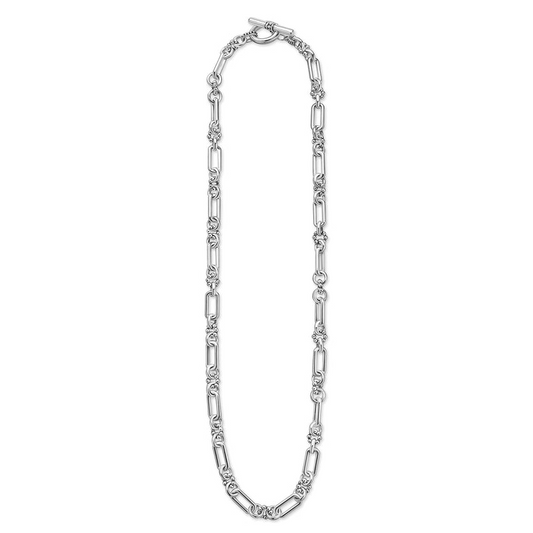 Sterling silver fancy link chain necklace.