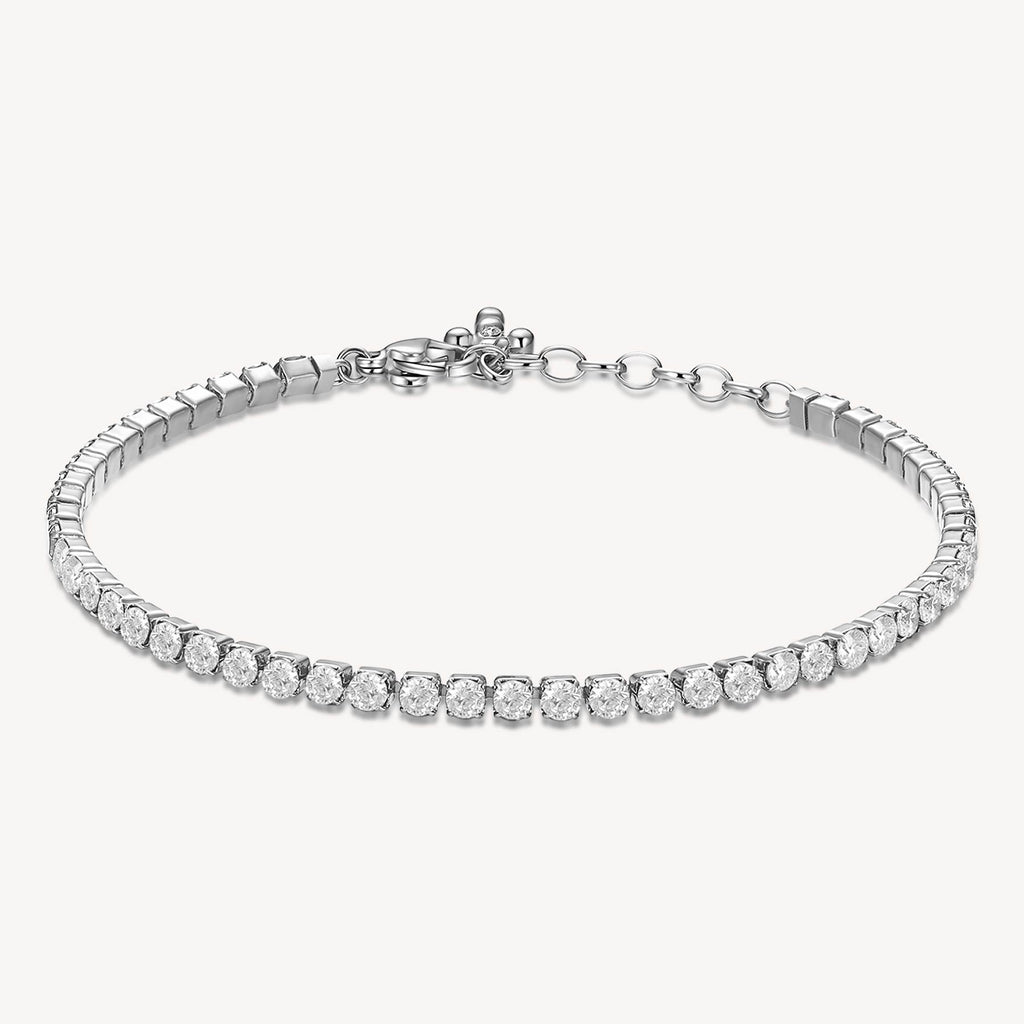 Simulated diamond bracelet in stainless steel.