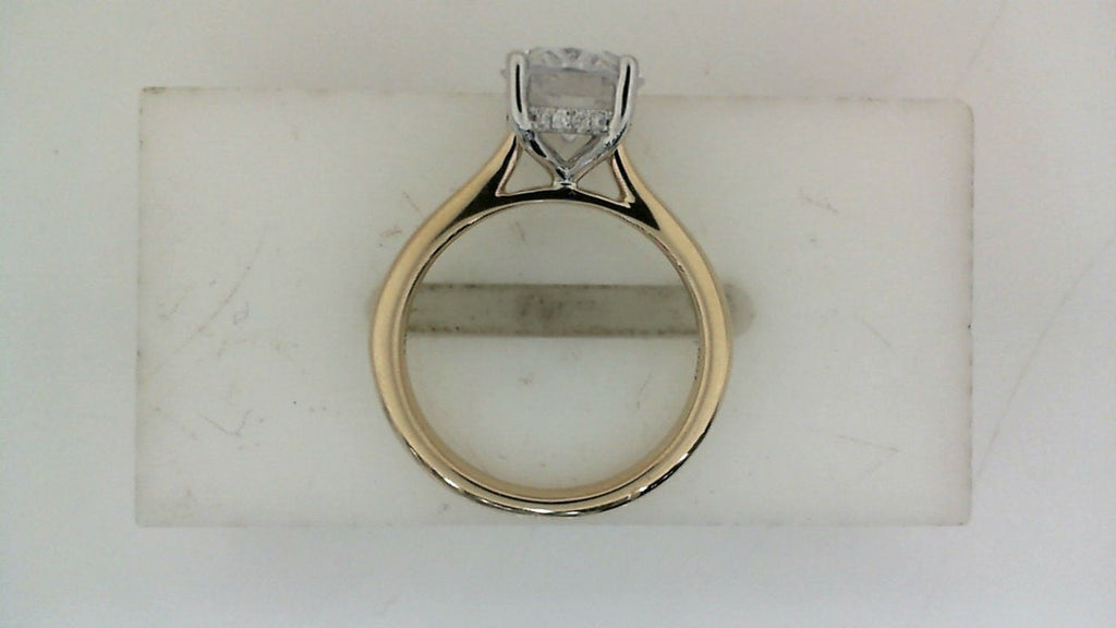 14K yellow gold diamond semi-mount ring.