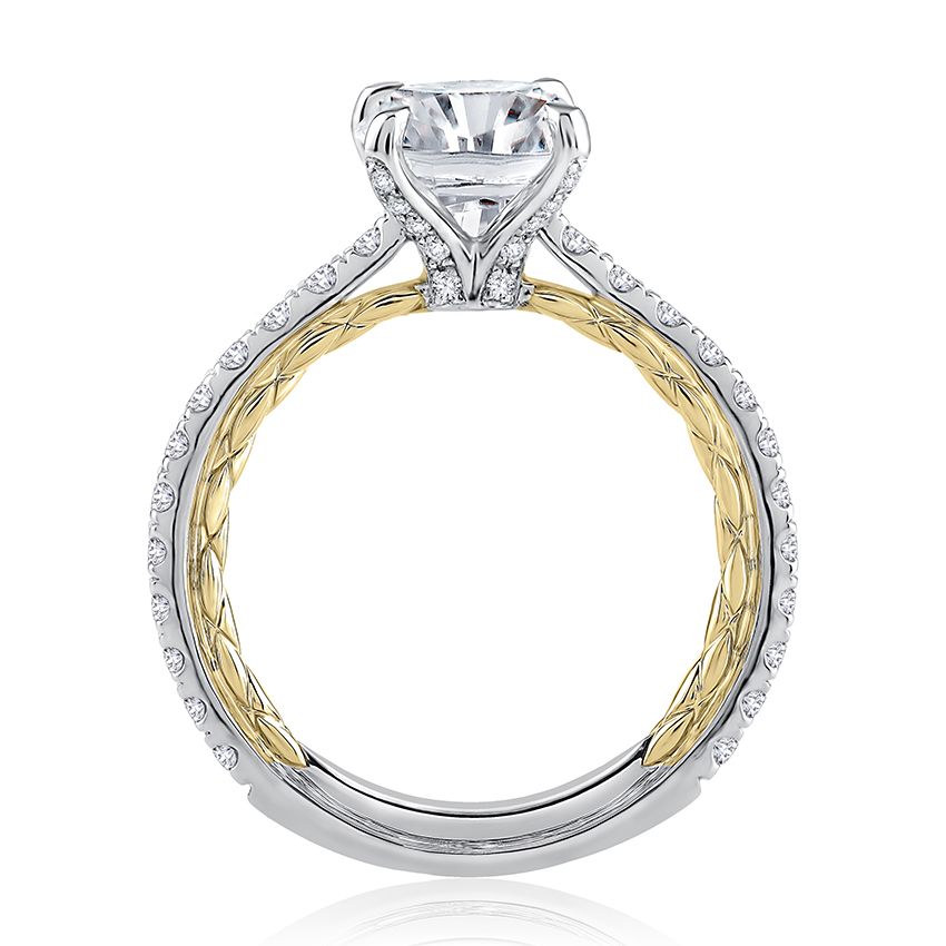 14K gold ring with round diamonds.