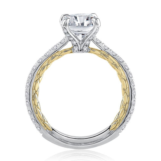 14K gold ring with round diamonds.